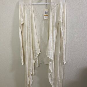 NWT Studio M Ivory Open-Front High-Low Lightweight Cardigan Size Small‎
